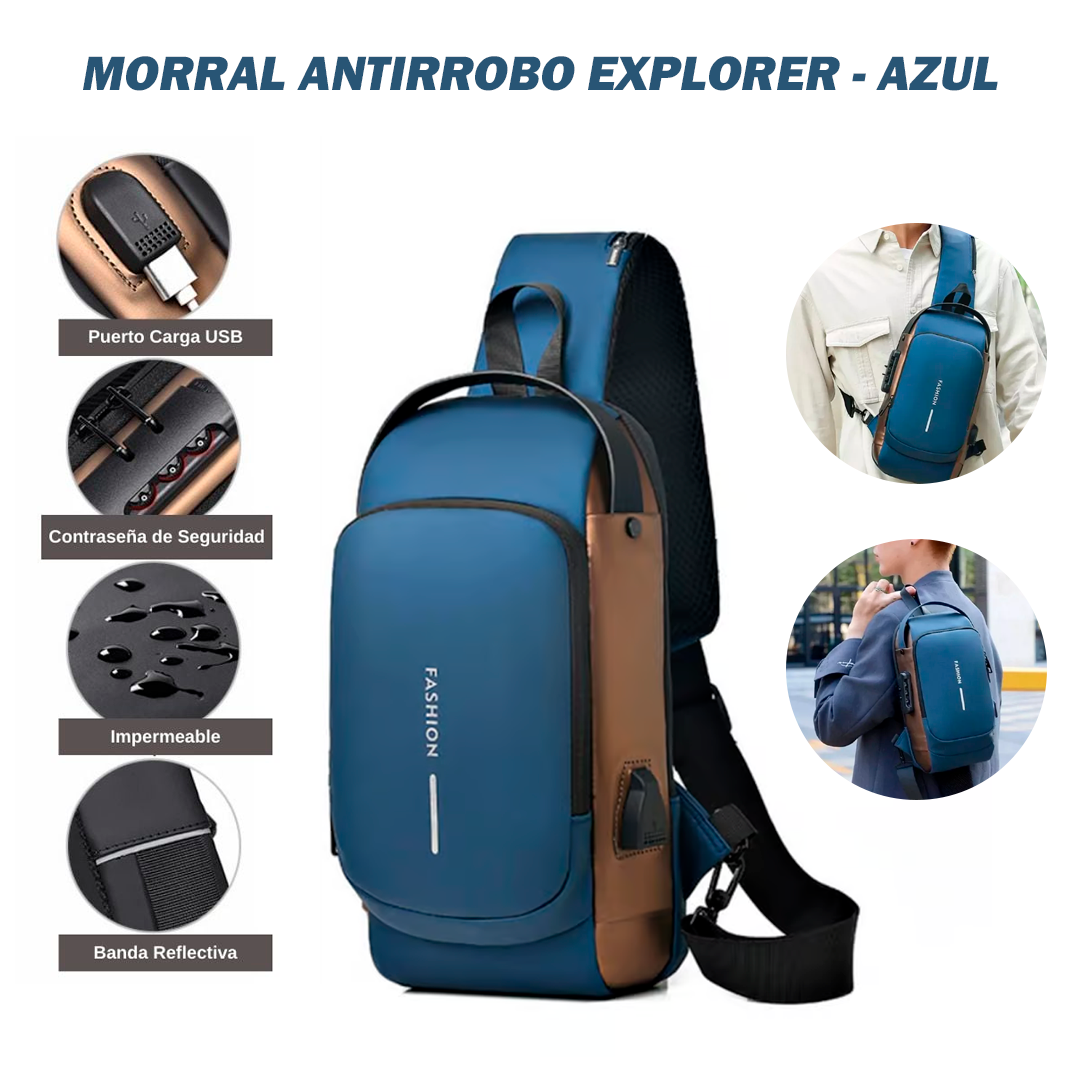 Morral Antirrobo Impermeable Azul