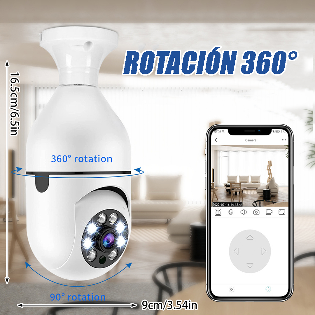 Foco Cámara Inteligente 360° - Full HD con Visión Nocturna