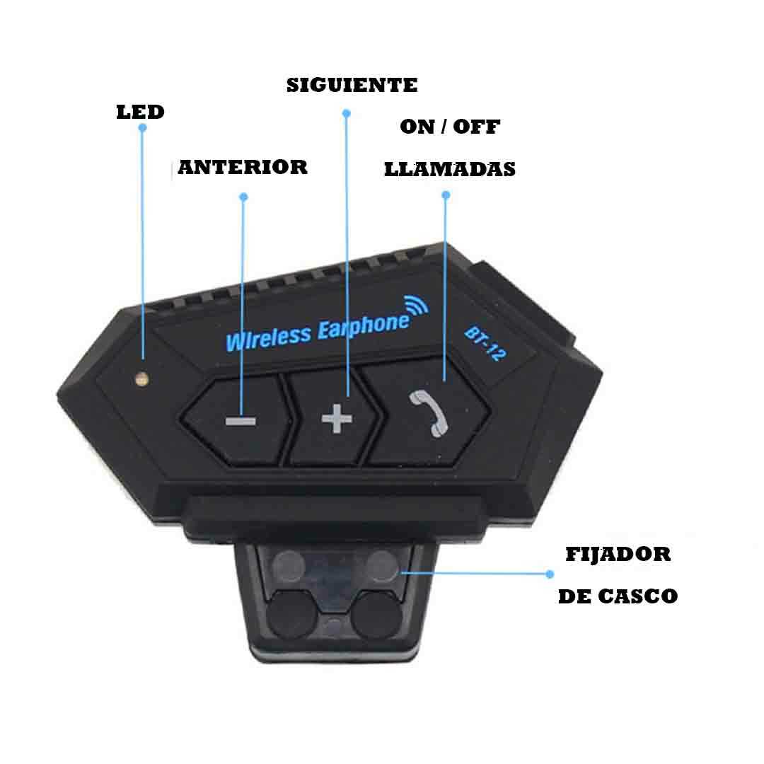 Kit de Auriculares y Micrófono Bluetooth para Casco de Moto - BIKER