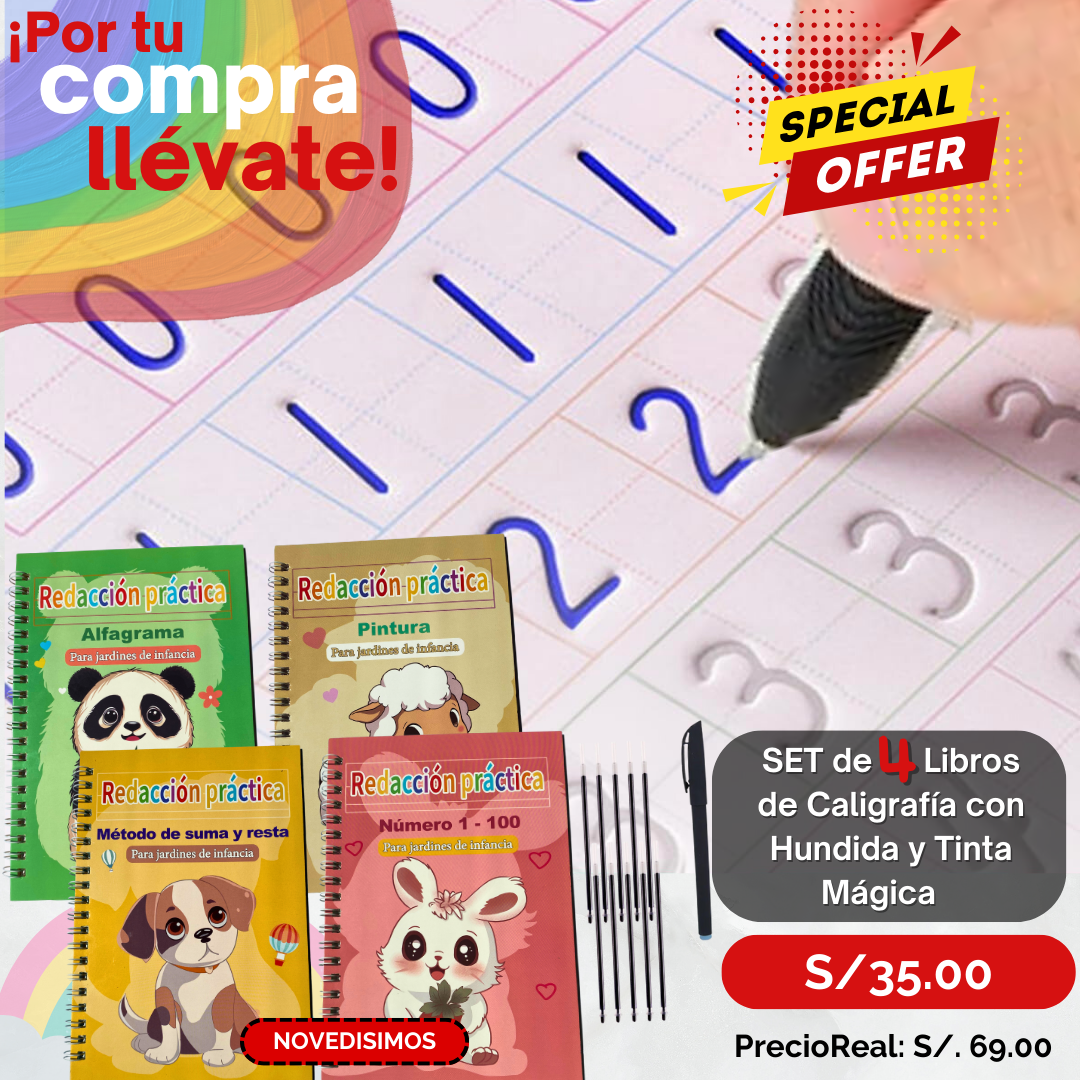 Set de 4 Libros de Caligrafía M2
