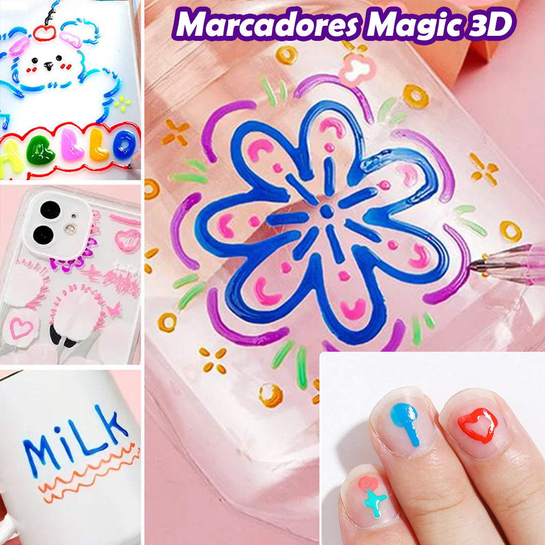 Set de Marcadores Gel  en Alto Relieve Magic 3D