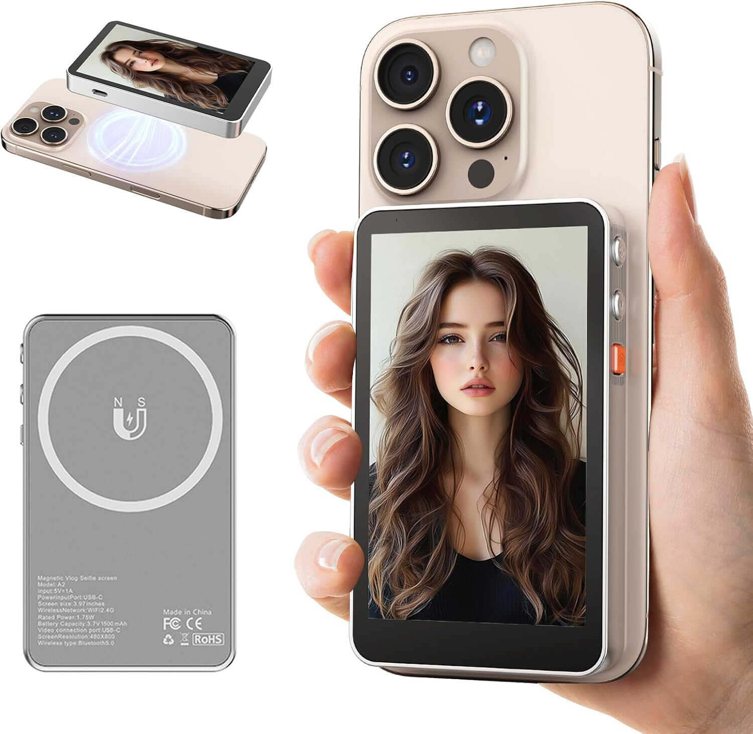 Magnetic Screen™  - Pantalla Magnética Selfie para Celular con Bluetooth para todo Tipo de Celular